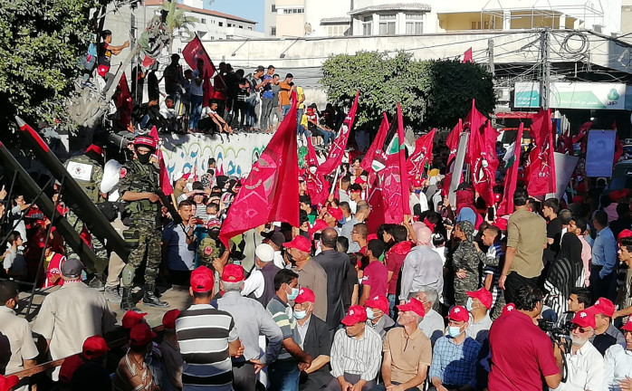 مسيرة وعرض عسكري للجبهة الديمقراطية بغزة