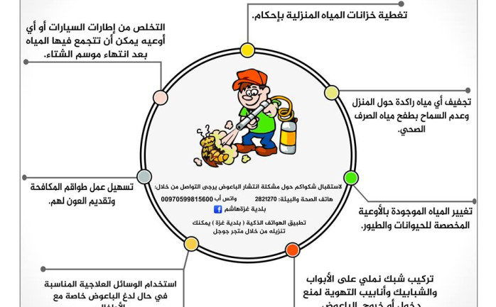 دعت بلدية غزة المواطنين في المدينة إلى ضرورة إتباع الإرشادات المعلنة والخاصة بالوقاية والحد من انتشار حشرة الباعوض الضارة.

